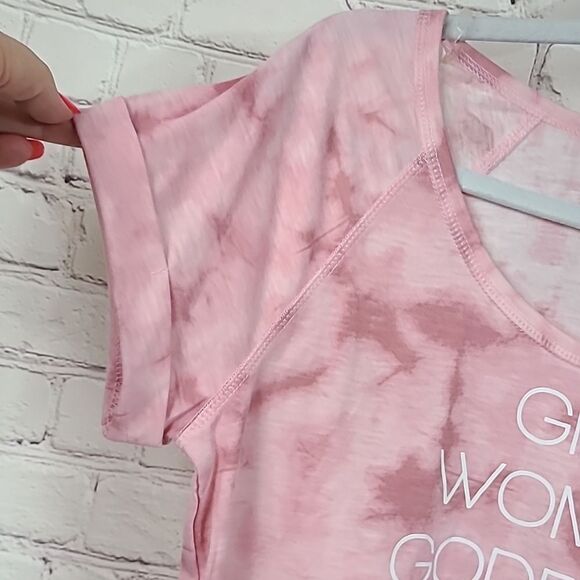 Pink 🎀 Goddess Fighter Ideology Tie Dye T-Shirt Woman Medium Tee Printed Casual - Picture 5 of 8